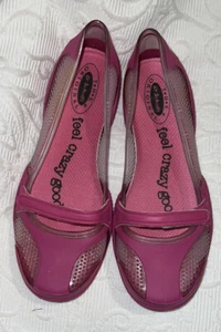 DR. SCHOLLS Shoes Womens Size 7 Pink Jelly Ballet Flats Adjustable Strap Slip On - Picture 1 of 7