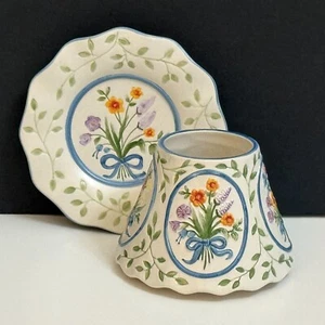 PAC Small Jar CANDLE SHADE & PLATE Floral Flower Bouquets - Picture 1 of 10