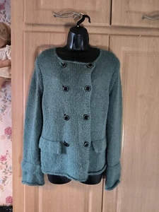 Malene Birger Double Breasted Cardigan Alpaca Wool Blend Green Size Large - Picture 1 of 5
