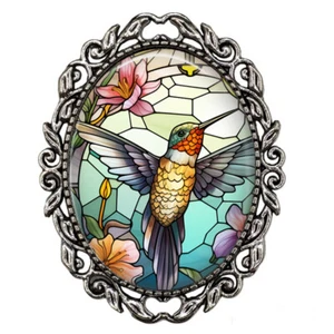 Colibrí Amante de Pájaros Observador de Pájaros Suéter Broche Imitación Vidrial Impresión Artística - Imagen 1 de 4