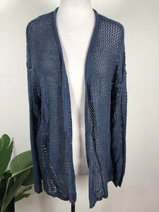 A.n.a Women's 2X Blue Cobalt Open Knit Short Sleeve Cocoon Sweater Casual Career - Picture 1 of 6
