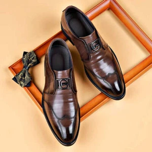 Herren Slipper Leder Schuhe Freizeit Business Elegant Schuhe Spitz zulaufend Niedrig Embr - Bild 1 von 32