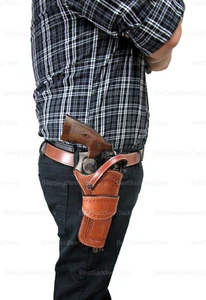 Western Holster with Belt Shell Tooled Leather 357 22 Long Barrel Taurus Colt - Picture 1 of 15