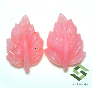 6.52 CTS Natural Pink Opal Hand Made Carving Pair 17x11 mm Leaf Shape Gems - Foto 1 di 5