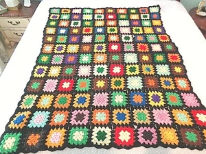 Vintage Hand Crochet Traditional Afghan -Throw multi color - Picture 1 of 4