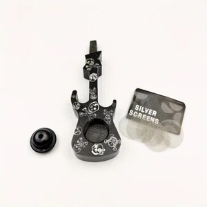 Pipa Tabacco Metallo,4.13" Nero Modello Teschio Stile Chitarra Alluminio Smoke Pipe - Foto 1 di 5