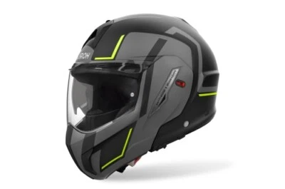 Flip Up Helm Schutzhelm Crosshelm Motorradhelm AIROH Mathisse 2 Genius Grau Gelb - Bild 1 von 3