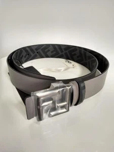 Auth Fendi Grey/Black FF Rounded Reversible Belt in size 90 - Picture 1 of 1