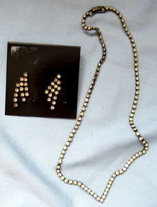 Conjunto de collar vintage de diamantes de imitación, pendientes perforados - Imagen 1 de 6