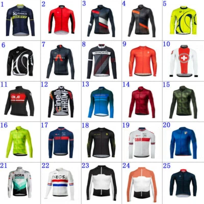 Thermal Fleece mens team cycling long sleeve jersey cycling jerseys cycling top — 第 1/4 张图片