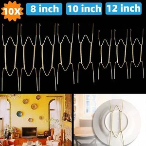 10PCS W-Shape Wall Display Plate Dish Hangers Hooks For Home Decor 6-16'' Holder - Picture 1 of 12