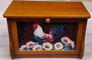VINTAGE COLLECTIONS INKL. BEMALTER HAHN DIASY BLUMEN HOLZ AUFBEWAHRUNG BROTKASTEN - Bild 1 von 11