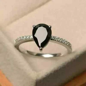 2.00Ct Pear Cut Lab Created Spinel Engagement Ring 14K White Gold Plated - Picture 1 of 7