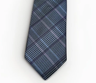 Xadrez Egara masculino de seda gola - gravata roxo cinza azul 60"" - Imagem 1 de 4