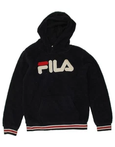 FILA Boys Graphic Hooded Fleece Jumper 14-15 Years XL Navy Blue Polyester CD49 - Picture 1 of 4