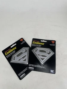 Official Licensed Superman Super Man Stainless Steel Thin Emblem Decal 2 pak - Picture 1 of 9