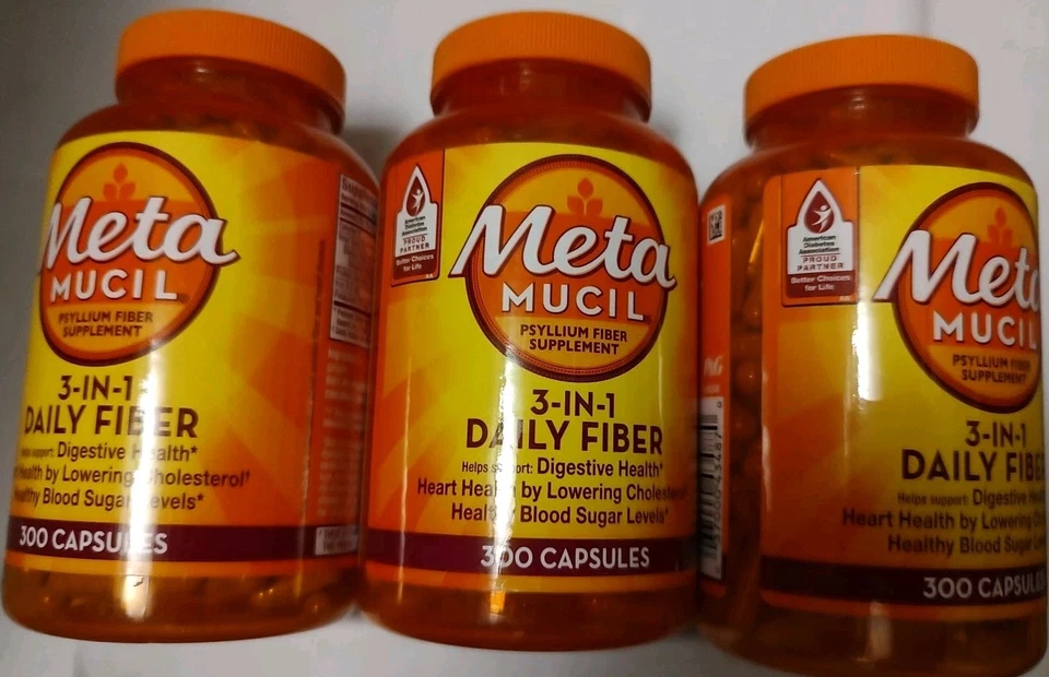 3 cápsulas Metamucil 300 Meta Mucil 3 en 1 900 Total EXP 2028 fibra digestiva Foto 1 de 1