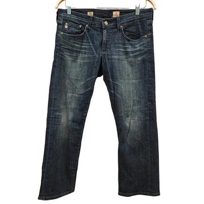 Jeans AG Adriano Goldschmied Tomboy crop relaxado perna reta lavagem escura tamanho 30 - Imagem 1 de 4