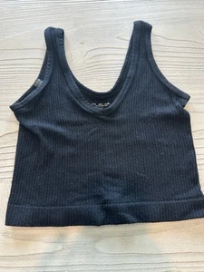 OUT FROM UNDER URBAN OUTFITTERS TANK CROP TOP SMALL BLACK - Picture 1 of 3