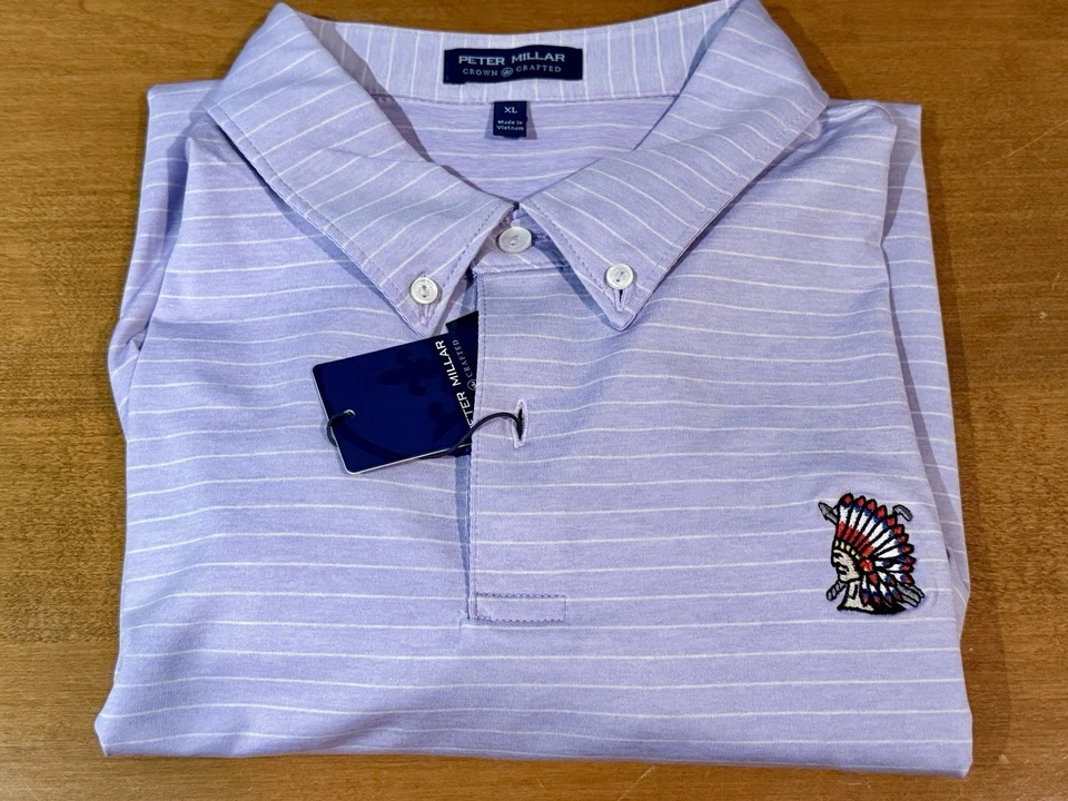 NUEVO CON ETIQUETAS ~ Polo de golf Shinnecock Hills ~ Peter Millar Crown hecho a mano para hombre ~ XL ~ púrpura Foto 1 de 1