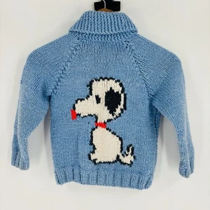 Vintage Handmade Cowichan Sweater Kids Snoopy Knit 50’s 60’s USA Double Sided - Picture 1 of 6