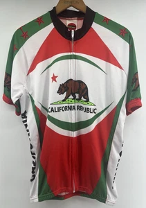 World Jerseys California Republic Cycling Jersey Mens XL Short Sleeved Full Zip - Picture 1 of 5