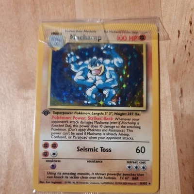 Machamp 8/102 1st Edition Cosmo Holo SEALED Pokémon Card New Mint 1999 Vintage - Image 1 of 4