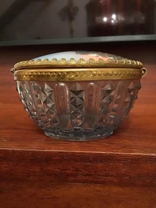 Antik Verzierte antik Glas Dose Handarbeit Mit Bronze Sehr Bilder - Bild 1 von 6