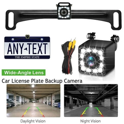 Car License Plate Backup Camera Rear View Reverse Parking Night Vison 12LED CMOS - Image 1 of 4