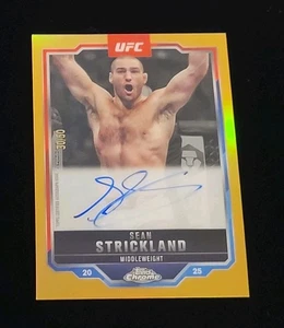 2025 UFC Topps Chrome SEAN STRICKLAND ON CARD AUTO GOLD REFRACTOR SSP /50 - Bild 1 von 3