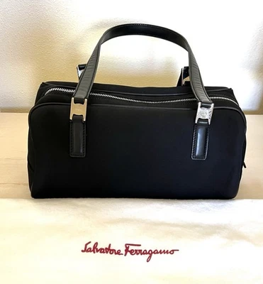 PREOWNED Vintage Salvatore Ferragamo Neoprene Shoulder Bowler Bag/ Black Color - Image 1 of 4