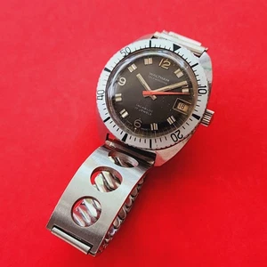 Waltham Skin Diver Vintage Mechanical Automatic Black B339 Rare Mens For Repair - Picture 1 of 12