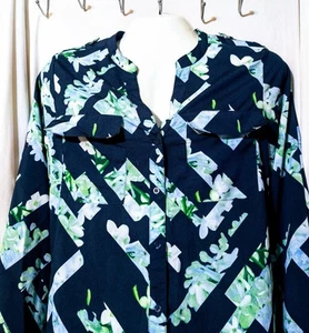 Womens Calvin Klein Floral Trellis Button Blouse Shirt Size Large - Picture 1 of 5