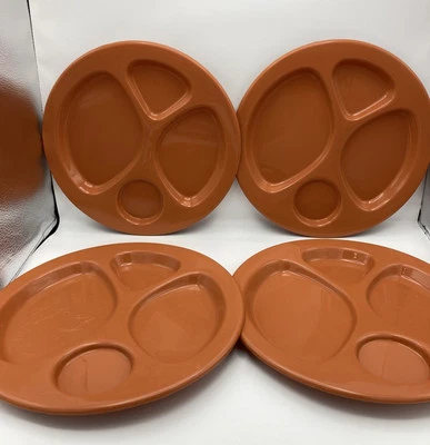 "Juego de 4 platos divididos vintage de 12"" naranja sin marca para camping/casa rodante/fiestas" Foto 1 de 4