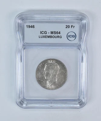 1946 Luxembourg 20 Francs MS64 ICG *5688 - Image 1 of 3