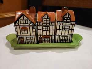 1940's BESWICK Ware 'Shakespeares House' Tudor Cottage Condiment Cruet Set - Picture 1 of 14
