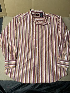 Mecca Shirt Mens LARGE  Button Down Long Sleeve Green Red Striped 00s - Picture 1 of 7