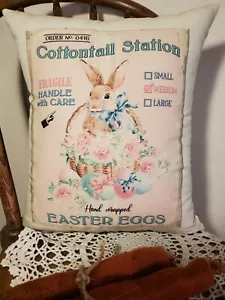 VINTAGE SHABBY RETRO MODERN STYLE EASTER COTTONTAIL BUNNY RABBIT DISPLAY PILLOW - Picture 1 of 8