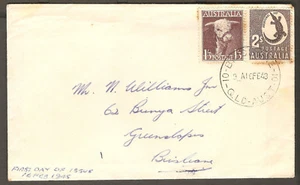 1948 Australia 2/- Bull & 1'3 Crocodile Registered FDC Cover BRISBANE CDS TONING - Picture 1 of 1