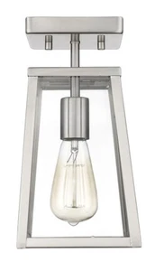 Satin Nickel Semi Flush Semi-Flush 1 Light Satin Nickel BN No Glass 11.5" H New! - Picture 1 of 4