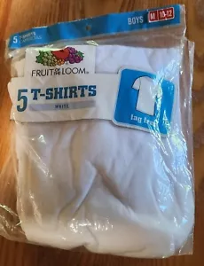 NUEVO CON ETIQUETAS FRUIT OF THE LOOM Paquete Sellado de 5 CAMISETAS BLANCAS Niños Talla Mediana 10-12 - Imagen 1 de 2