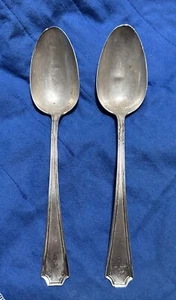 Pair (2) Durgin Gorham Fairfax Sterling Silver Serving Spoons, 128 Grams Total - Picture 1 of 16
