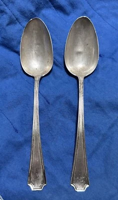 Par (2) cucharas para servir de plata esterlina Durgin Gorham Fairfax, 128 gramos en total Foto 1 de 4