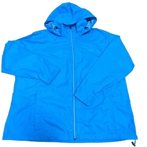 Columbia Windbreaker Rain Jacket Blue Nylon Packable Womens 3X Hood - Picture 1 of 5