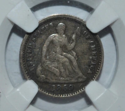 1869 S Silver Seated Half Dime H10C NGC F15 - Image 1 of 4