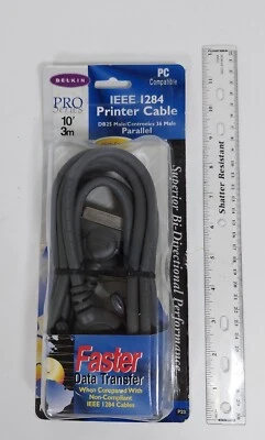 Belkin Pro High Speed 10ft IEEE 1284 AB Parallel Printer Cable DB25 to Cen36 M/M - Image 1 of 3