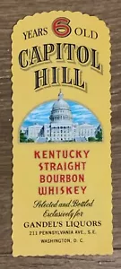 Kentucky Whiskey Label Capitol Hill Bourbon Washington vintage originale anni '30 - Foto 1 di 4