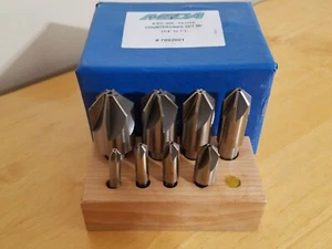 90 Degree HSS Countersink 8 Piece Set 6 Flute 1/4"-1" - 206-201 A16 - Picture 1 of 3