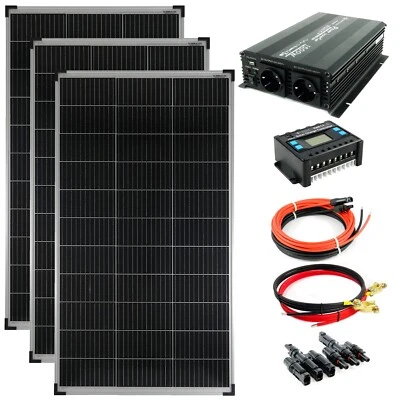 Komplettset 3x140 Watt Solarmodul 1500 Watt Wandler Laderegler Photovoltaik PV - Bild 1 von 4