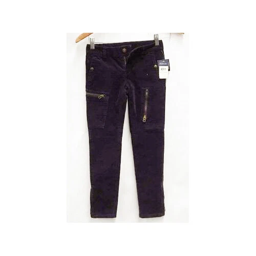 NUEVO CON ETIQUETAS PANTALONES RALPH LAUREN NIÑAS (4x Cremalleras) Algodón PANTALONES Púrpura Talla 7 Logo de Poni Foto 1 de 4